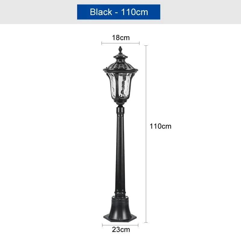 lampe jardin extérieure led noir bronze transparent classique vintage 80 110cm