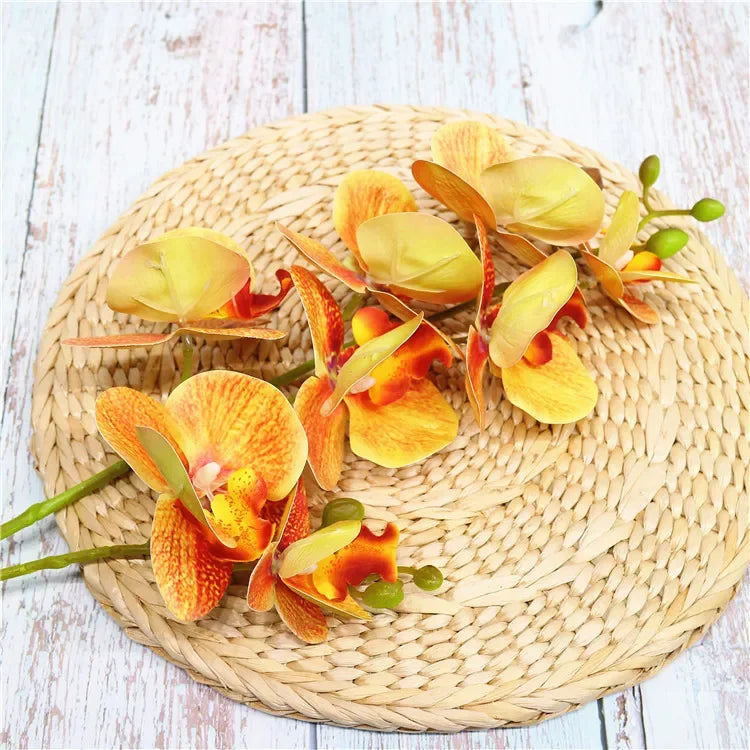 bouquet fleurs artificielles orchidées modernes orange rose blanc intérieur décoration maison anniversaire mariage