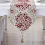 chemin table floral ornements tissu décoratif couleurs variées classique table manger