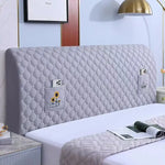protège tête lit gris clair moderne poche rangement adhésif texture géométrique