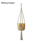 sac suspendu macramé boho hooks plante tissé beige marronclair gris artisanal