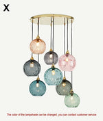Suspension lumineuse moderne rose gris bleu ampoules intégrées texture granulée chambre salon