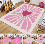 tapis moderne rose rayures ondulées salon chambre facile nettoyer polyester polypropylène