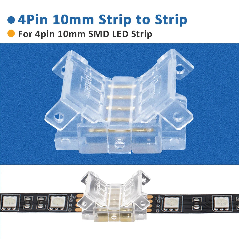 connecteurs led transparents 2pin 3pin clips câbles rgb cct cob 5v 12v 30v ul