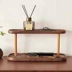 étagère deux niveaux bois naturel rangement cosmétiques maquillage accessoires organisation meuble moderne minimaliste