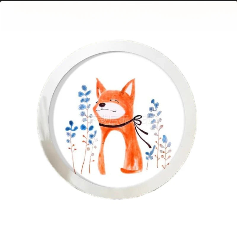 Cadre photo rond en bois blanc mural