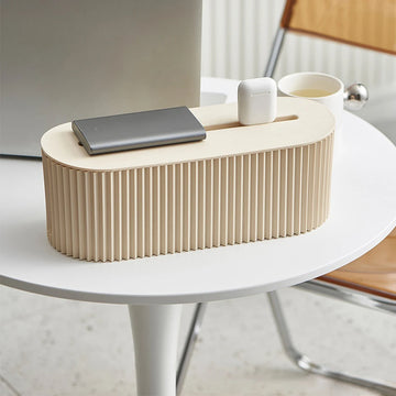 organisateur moderne boîte rectangulaire striée beige clair minimaliste multifonctionnelle rangement électroménager