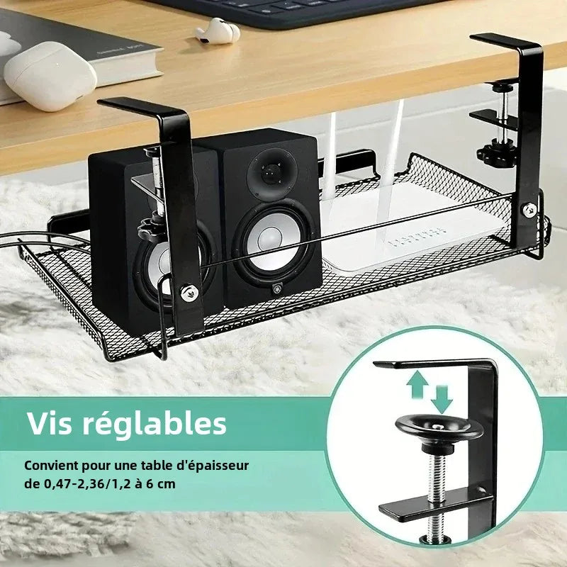 Panier suspendu noir pour rangement sous table