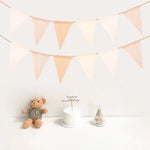 guirlande fanions toile jute blanc beige rustique mariage anniversaire deco enfant