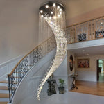 suspension lumineuse moderne cristal transparente haute 80cm 120cm 150cm 200cm 240cm 300cm