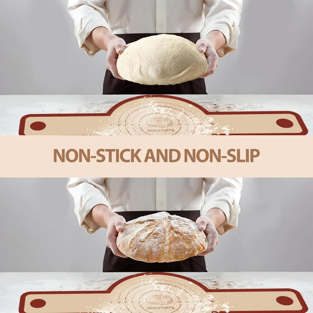 tapis cuisson silicone antiadhésif beige utilitaire poignées pain sourdough pâtisserie lot