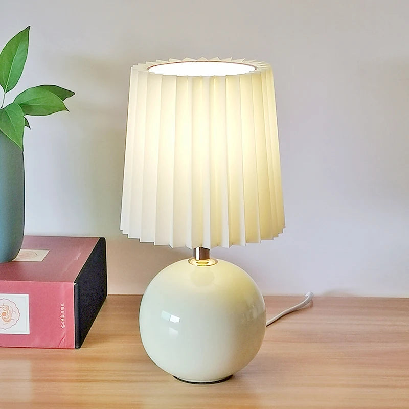 lampe table moderne plissée blanc rose orange 5w led 60lm certifiée ul ccc