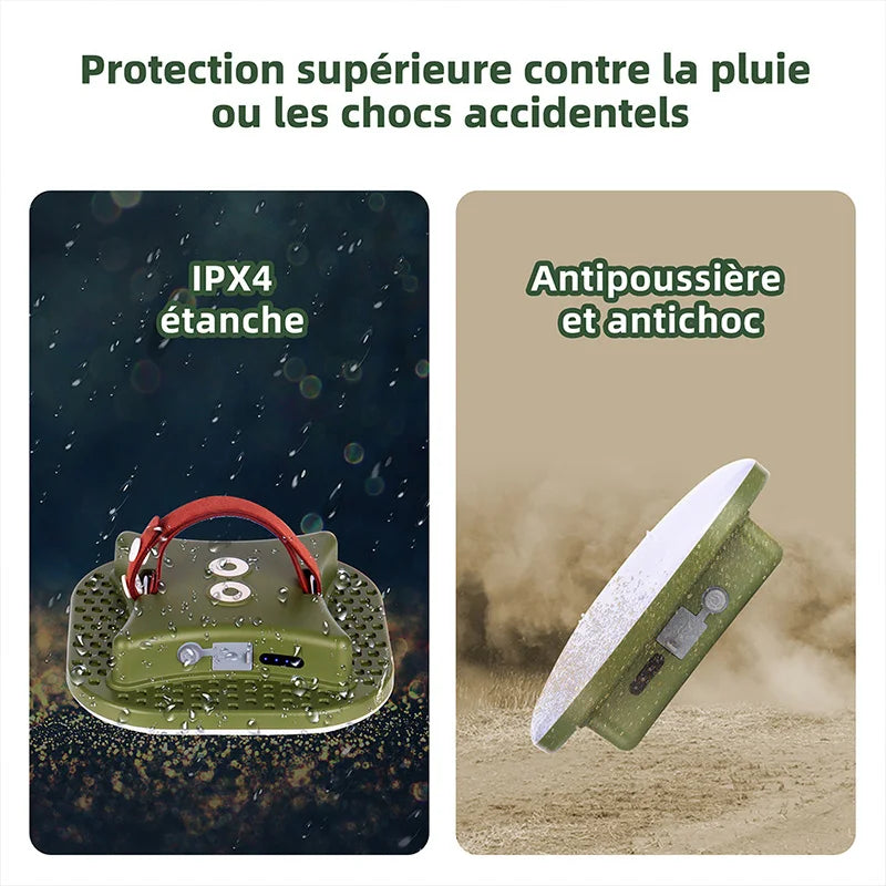 lampe camping rechargeable vert olive aimantée moderne usb type