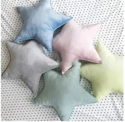 coussin étoile solide bleu marine bleu clair gris vert pastel rose pâle moderne doux