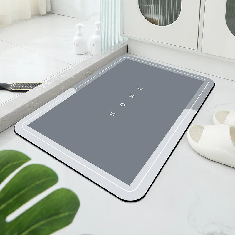 tapis sol moderne géométrique gris blanc antidérapant respectueux environnement salle bain