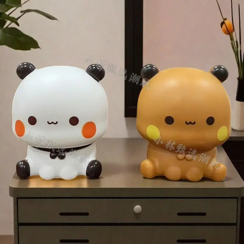veilleuse kawaii panda blanche marron détails mignon enfantine piles chambre enfants