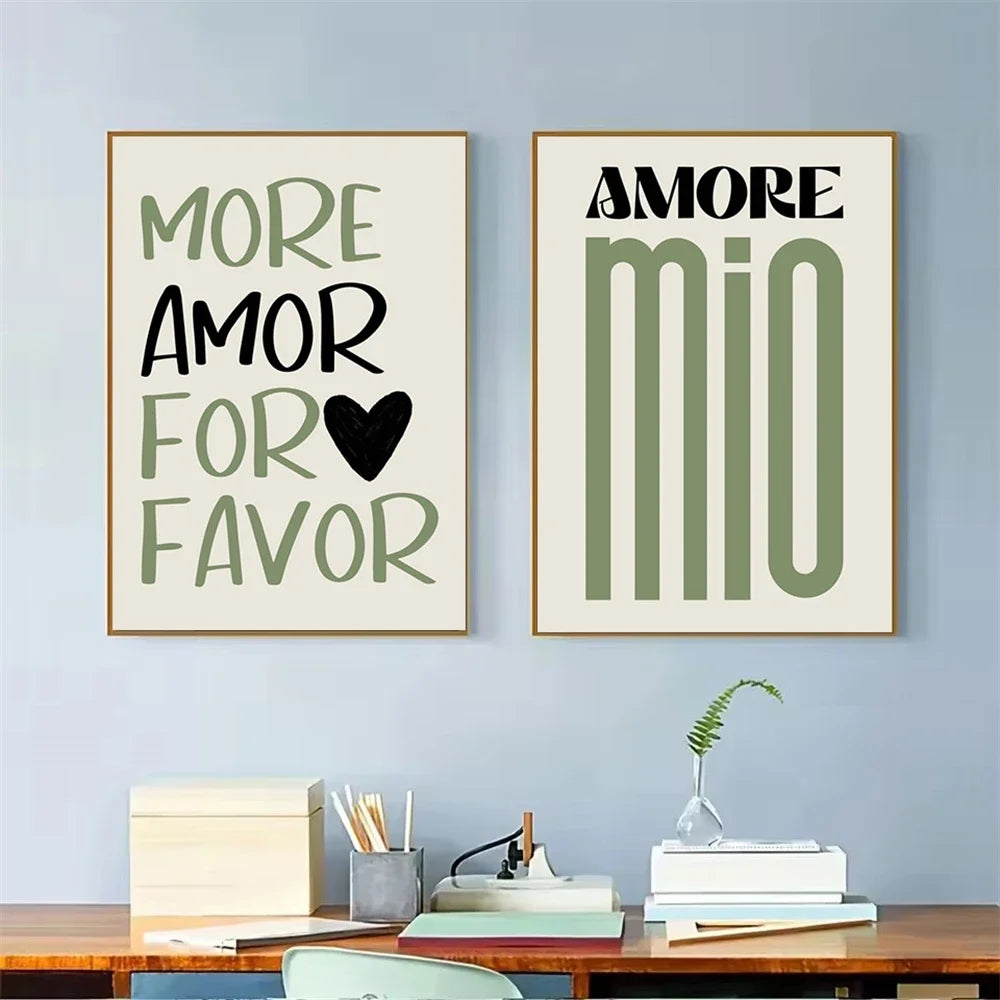 affiche moderne citation amour verte décoration murale toile sans cadre print abstract