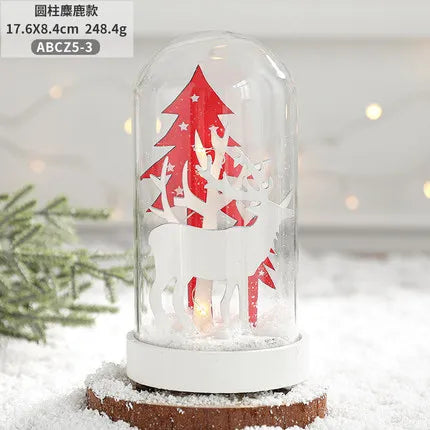 décoration noël miniature maison verre animaux sapin cadeaux lettres noel base plate