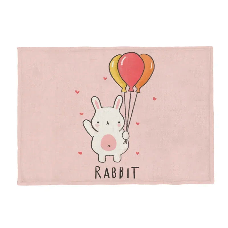 serviette table rectangulaire tissu motif animaux mignons dessin animé décoration salle manger