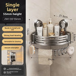 étagère salle bain gris moderne ventouse rangement bain murale ajourée crochets suction