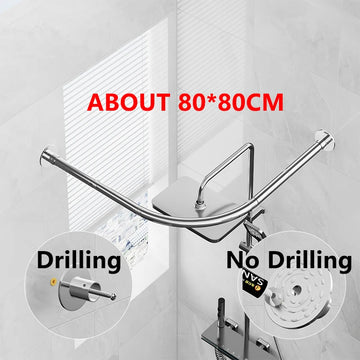 tringle rideau douche acier inoxydable forme moderne murale fixations visibles argentées