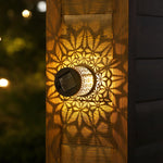 lampe solaire décorative moderne noire dorée floral ajouré ip44 autonome contemporaine