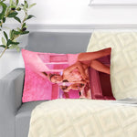 housse coussin rectangulaire imprimé personnage souriant noir moderne double face polyester