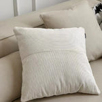 housse coussin velours patchwork rayures beige moderne simple 65x65cm polyester respectueux environnement