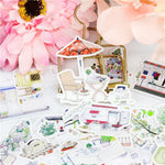 autocollants kawaii mignons motifs floraux géométriques texturés couleurs vives blanc orange rouge vert