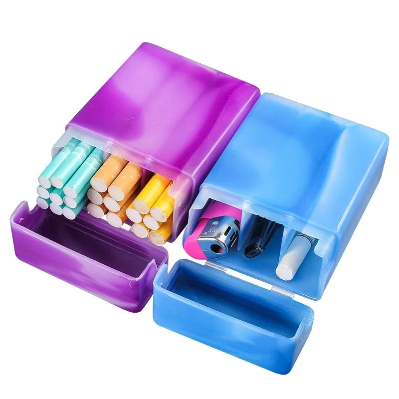boîte cigarettes bleu marbré moderne boîte briquet stylo violet vert