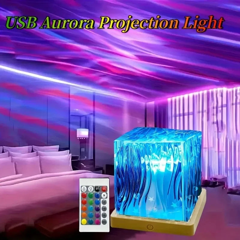 lampe projection effet aurore bleu violet vert moderne télécommande veilleuse chambre coucher