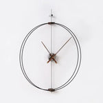 horloge murale moderne minimaliste aiguille bois métal noir marron argenté doré salon