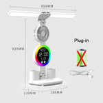 lampe rechargeable moderne horloge ventilateur blanc porte stylos