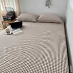 drap lit carreaux blancs rose clair vert clair coton polyester classique lit oreillers tapis