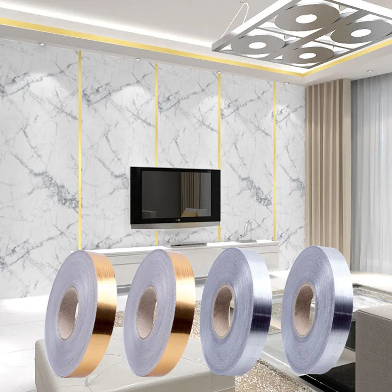 ruban decoratif or argent noir adhésif peinture decoration mur carreaux lisse moderne minimaliste 50m