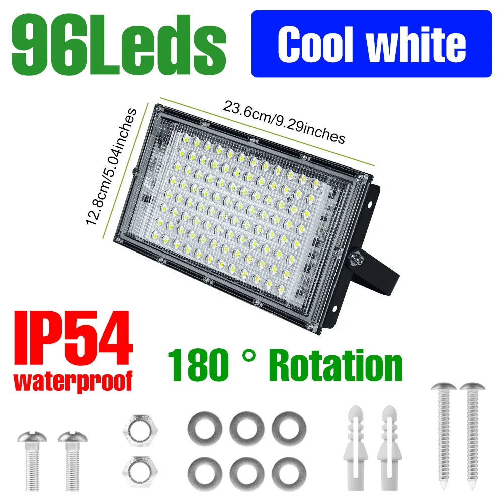 projecteur led extérieur moderne 220v noir 4vis 4rondelles 2clous 274mm139mm