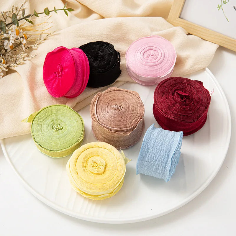 ruban dentelle plissé organza nylon décoratif fleur bricolage accessoire cheveux décoration fait main