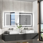 miroir salle bain rectangulaire lumineux led antibuée mural moderne grand sans cadre blanc