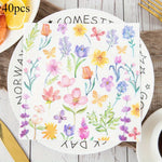 serviettes papier multicolores fleurs décoratives anniversaire mariage fêtes thème rétro printemps vintage