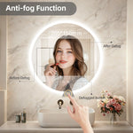 miroir rond lumineux moderne blanc fixation murale sans cadre éclairé antibuée