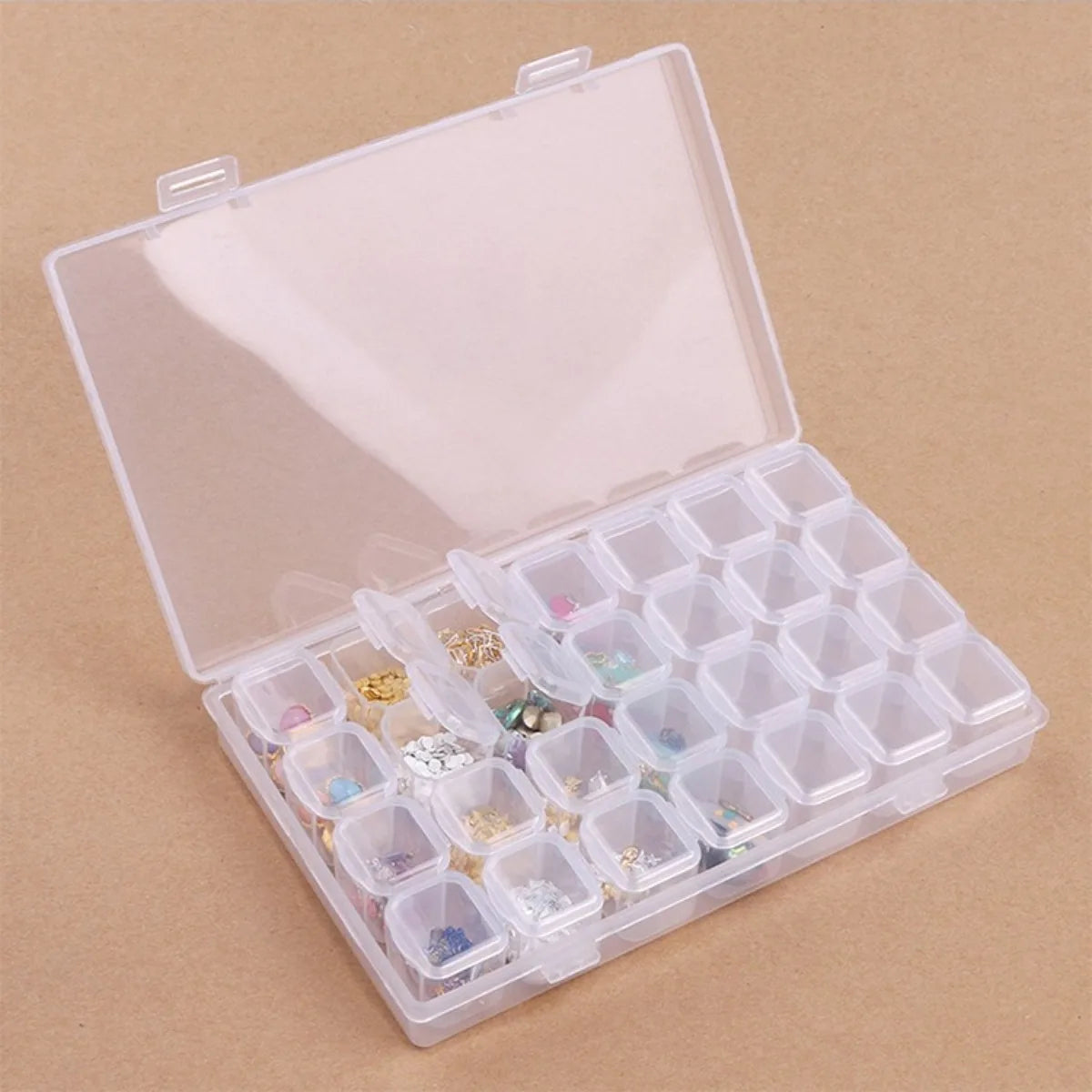 boîte rangement bijoux transparente clips compartiments breloques pendants modernes pratique plastique