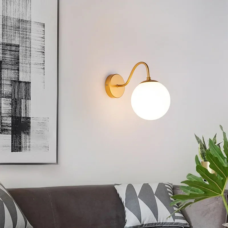 lampe murale moderne appliquée verre noir doré brillante chambre entrée fixée minimaliste lumière led