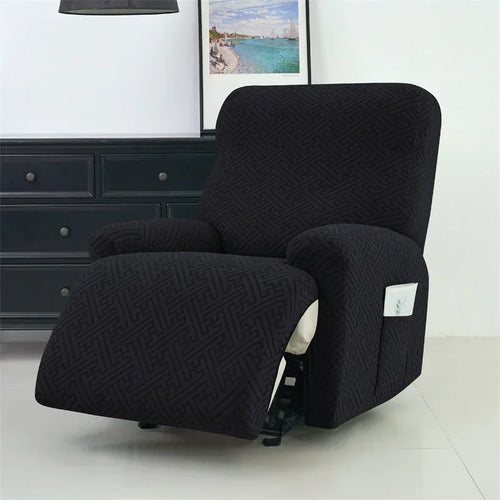 housse canapé inclinable marron foncé motif géométrique extensible fauteuil salon