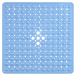 tapis bain antidérapant pvc bleu blanc noir perforé moderne adhésif 53x53cm