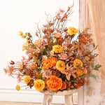 décoration murale bouquet fleurs séchées orange rustique boho chic extérieur intérieur événement festive