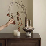 vase céramique marron gris branches séchées rustique vintage arrangement floral