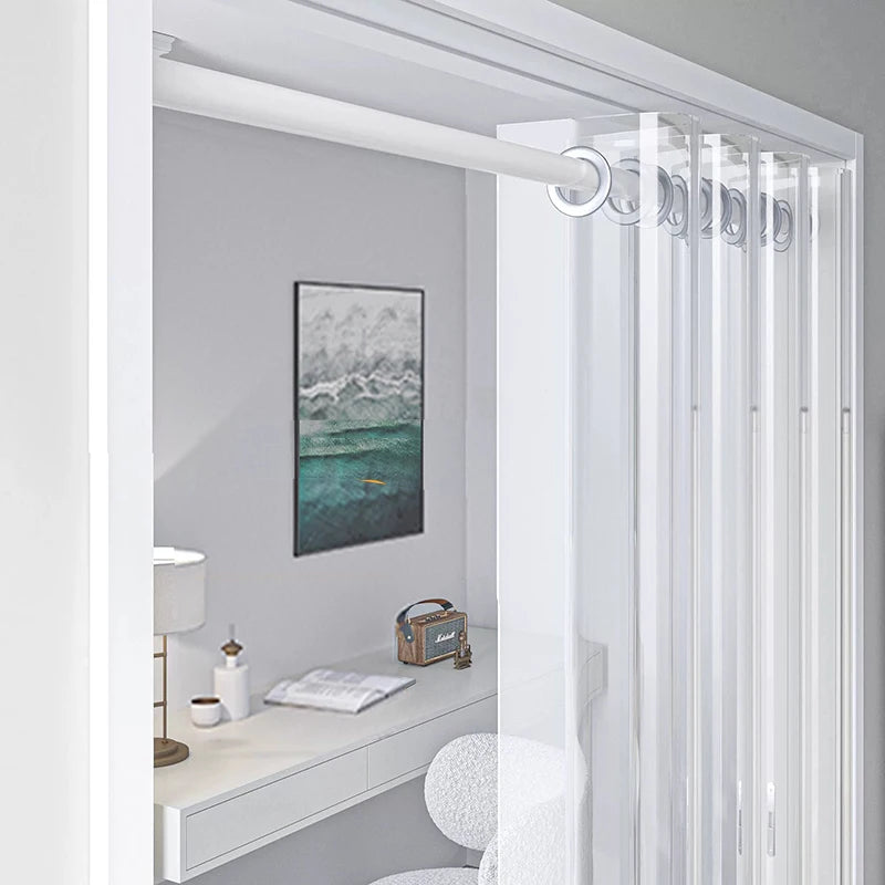 rideau transparent rayures verticales moderne pvc porte lavable machine anneau métallique