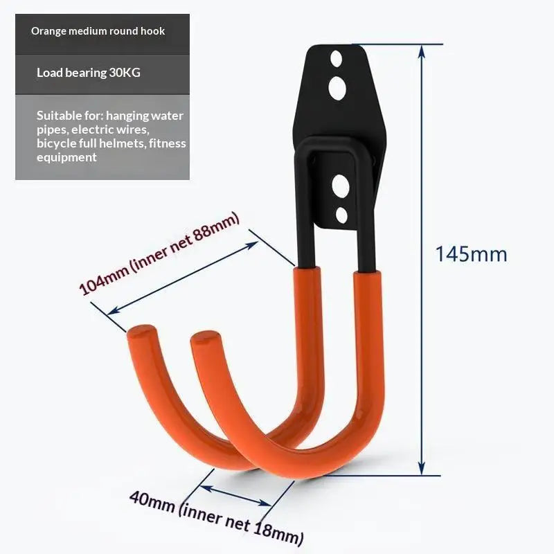 support mural moderne crochet noir orange outils jardin vélo fixations vis multiple'utilisation