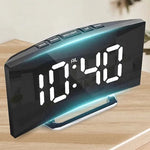 horloge numérique réveil LED affichage température face unique moderne noir mat table chevet
