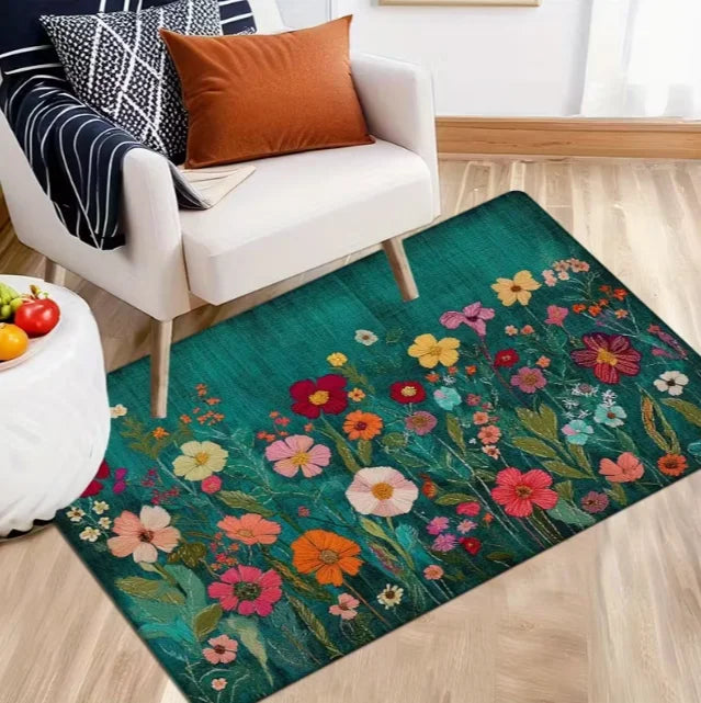 tapis moderne floral polyester antidérapant résistant décoloration 30x50cm 40x60cm 50x80cm salon bainextérieur